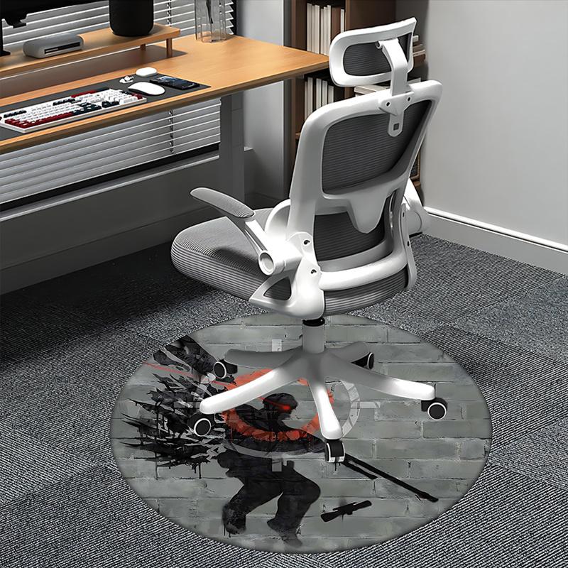 

Counter-Strike Chair mat Round Rug-Office carpet, Machine Washable, Non-slip, Suitable for Living Rooms, Bedrooms 80cm