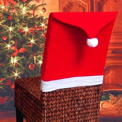 6pcs- Red Chair, Santa Hat, Non-woven Table, Comfortable and Soft Holiday Items
