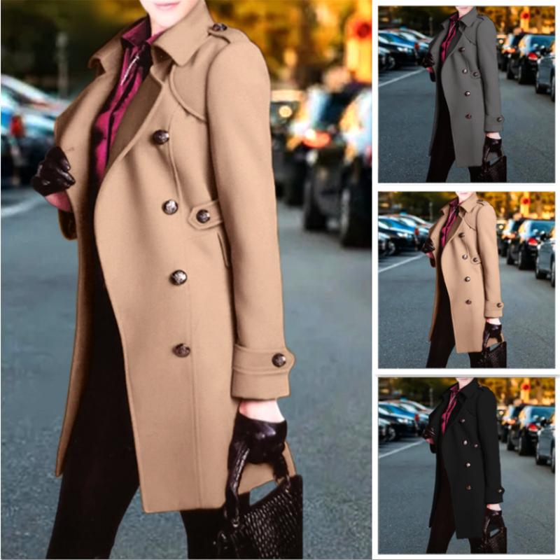 

Новое модное толстое шерстяное женское пальто S серый