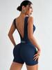 Seamless Deep V-Neck Yoga Bodysuit: Women's Nude-Tight Shaping Sportswear with Beautiful Back Design