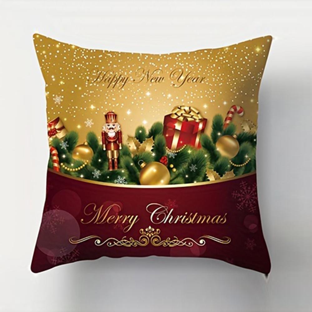 

1 шт. наволочка с рождественским принтом, мягкое полиэфирное волокно, застежка-молния, подходит для диванов, кроватей и домашнего декора 45x45cm