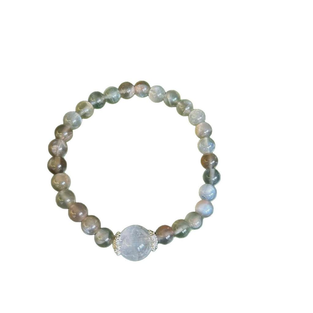 Autumn Natural Moonstone & White Phantom Beaded Bracelet