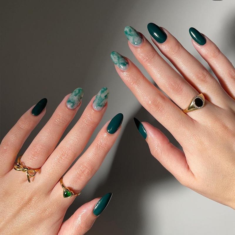 Noste Dlouhý Francouzský Ručně Dělaný Manikúrní Kousek Kamínkový Postupný Přechod Odnímatelná Nálepka na Nehty