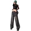 American Retro Velvet-Lined Wide-Leg High-Waist Women's Jeans for Autumn & Winter