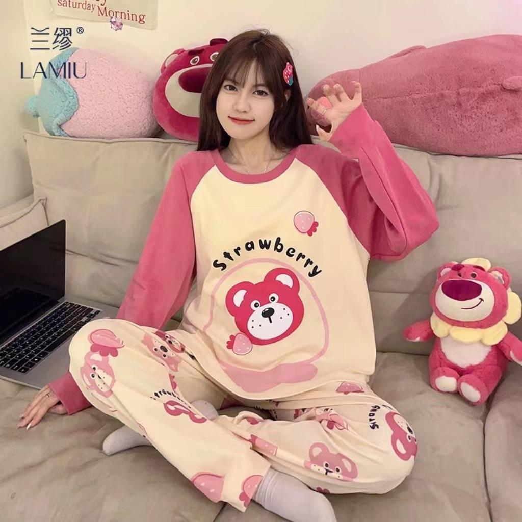 Spring Winter Pajamas, Women's, Korean Version, Long-sleeved, Homewear Suit, Loose, Large Size, Two-piece Suit, Can Be Worn Outside