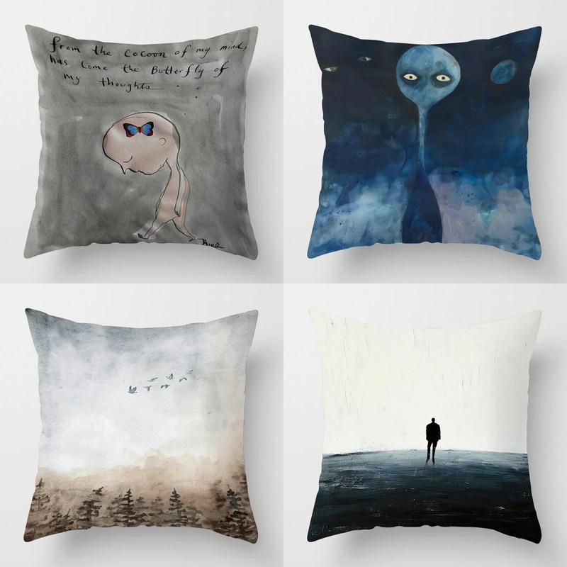Ethereal Artistic Pillows With Dreamy Scenes Pattern Cushion Cover Suitable For Sofa Bedroom Car Pillow Cover