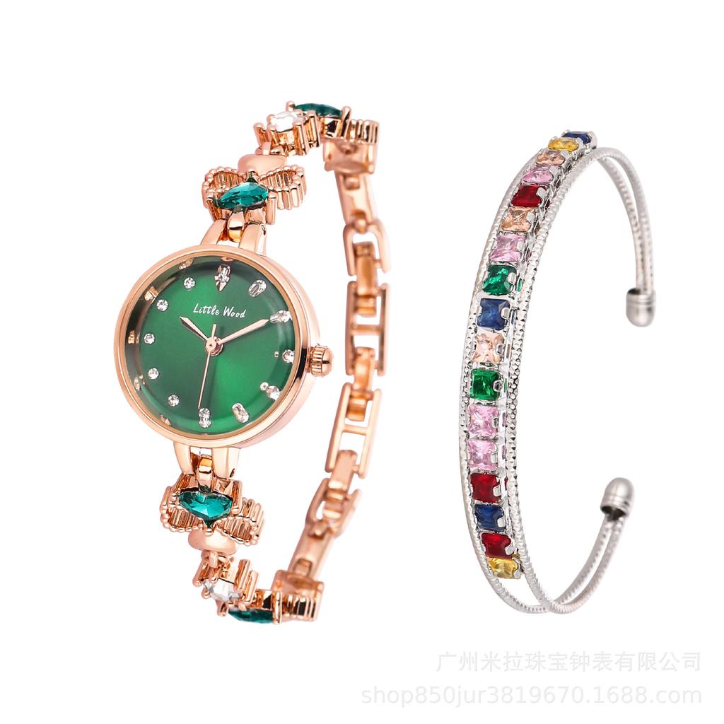 Damen Armbanduhren Mode Quarz Leichter Luxus Damen Armbanduhr Wasserdicht Weibliches Temperament Grünes Armband Geschenk