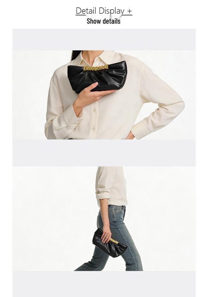 Leia Pleated Metal Dumpling Bag - Luxury Evening Shoulder Bag for Women