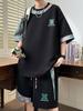 Summer Fashion Trend Print Comfortable Breathable Short Sleeve Shorts Set Men's Casual Loose Sports Plus Size Two-Piece Set
