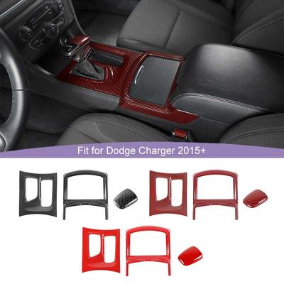 Car Gear Shift Panel  Cover Cup Holder Decorative Gear Handle Decoration Stickers Fit For Dodge Charger 2015 Up ABS Interior Accessories