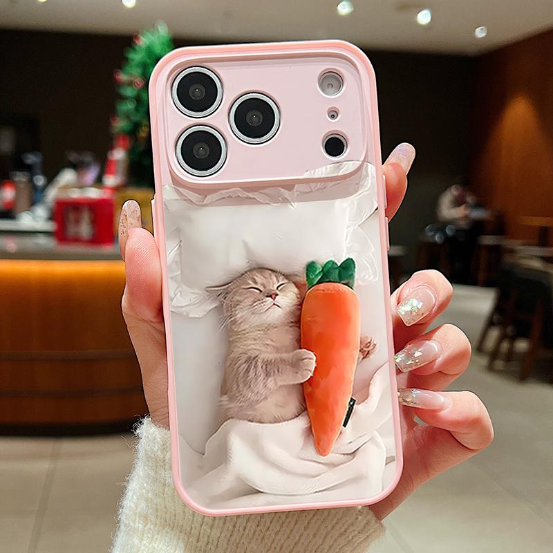 Magnetic For Magsafe Case For iPhone 17 Pro Max Sleeping Cat Carrot Pattern Skin Feeling Cover For iPhone 16 15 14 13 Pro Max