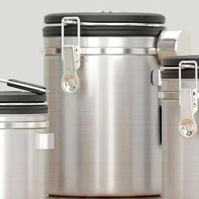 Stainless Steel Coffee Beans sealed jar Vacuum Storage Container Large Capacity Grains Tea Nut Snack Keep Fresh Storage Jar