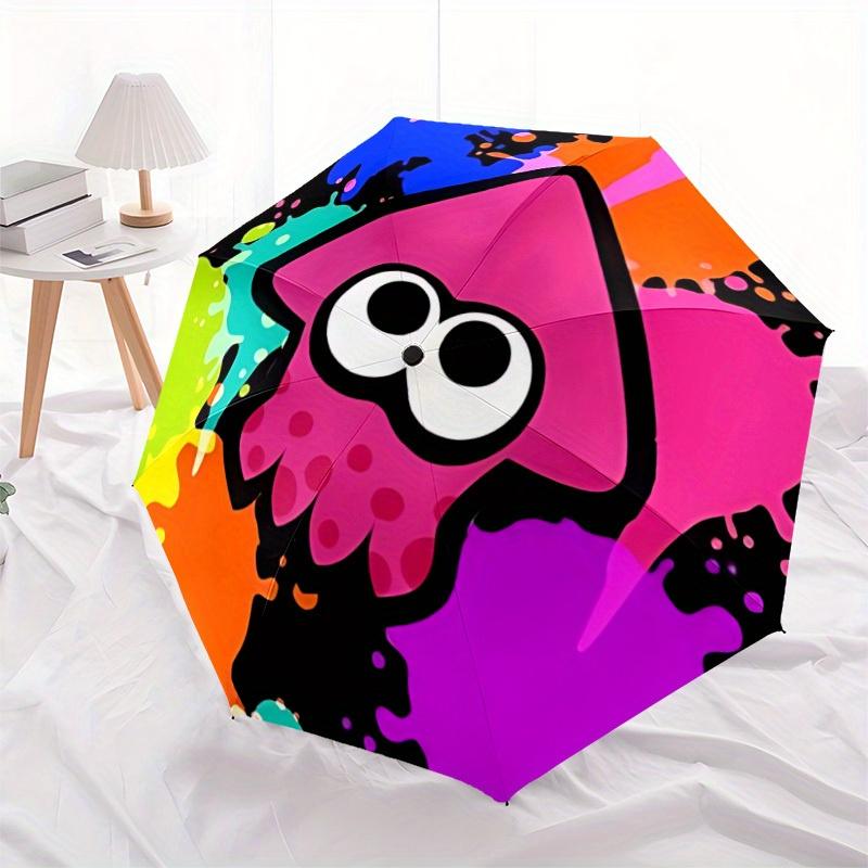 Splatoon? Automatic Windproof Folding Umbrella, Travel Umbrella for All Occasions, Cartoon Portable Umbrella A0823009