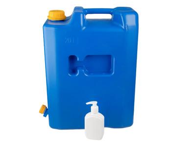 20L Wassertank mit Kunststoffventil + Seifen- oder Desinfektionsmittelspender