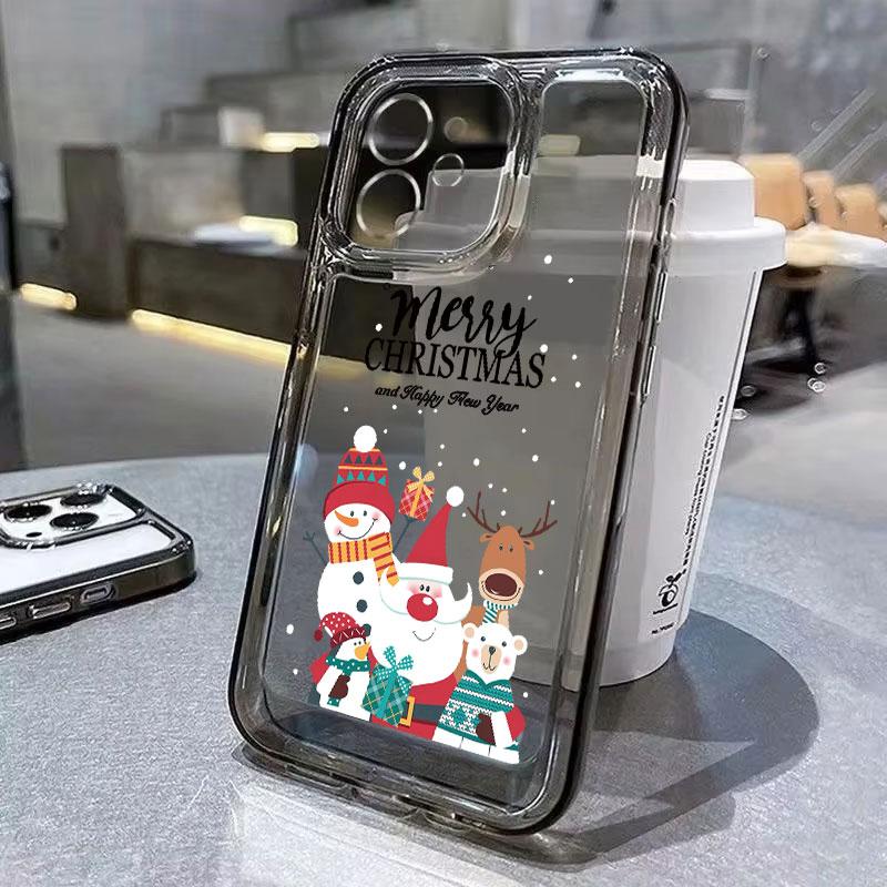 Santa Claus Elk Snowman Christmas Phone Case For iPhone 13 11 12 14 15 16 Pro Max Plus 12 13 Mini XR 8 7 Plus SE 2022 X XS Cover
