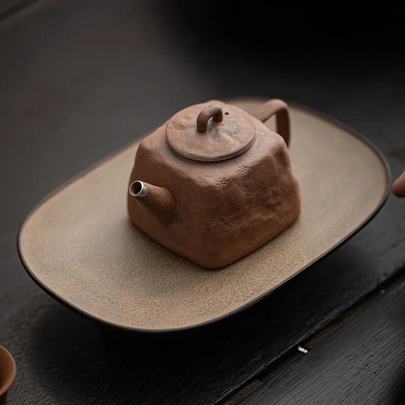 Empty Zhai Old Rock Clay Pot Vintage Stoneware Little Teapot Kung Fu Tea Set Handmade Silver Gilded Tea Kettle Tea Infuser