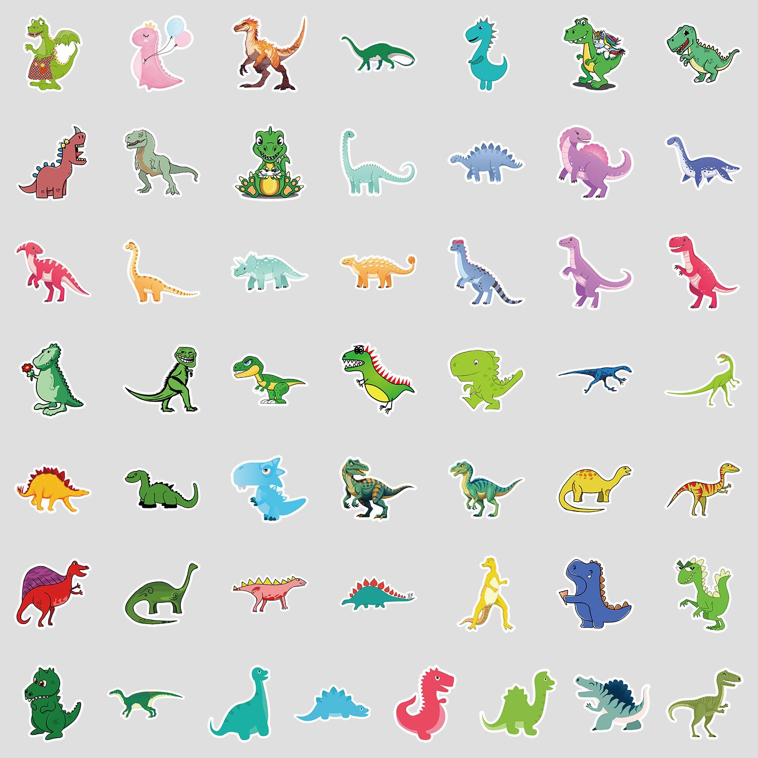 

50 Cute Wind Dinosaur Graffiti Stickers Water Cup Suitcase Waterproof Decorative Stickers Creative DIY Animal Stickers