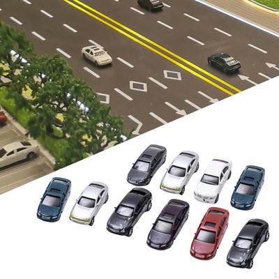 10 Peças Carros Modelo Diecast Diorama Decorativo Realista Leve Escala 1/75 Veículos Miniatura