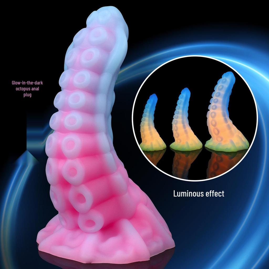Luminous Octopus Anal Plug - Super Soft Silicone Suction Cup for Anal Stimulation