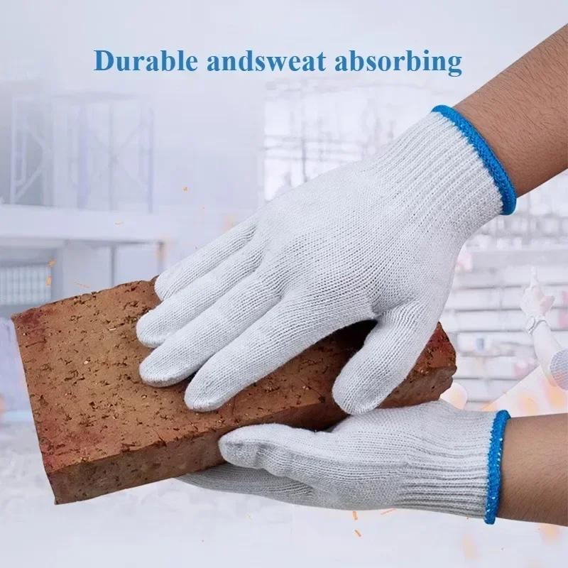 6/12pairs Lampshade Cotton Non-slip and Wear-resistant Construction Site Work Gloves, Encrypted White Labor Protection Gloves