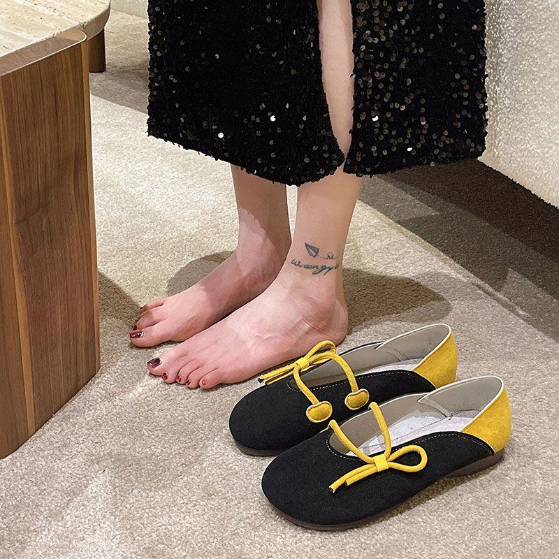 Women's Summer Footwear Round Toe Flats Shoes for Woman 2024 Green Low Heel Elegant with Straps Flat on Offer Dress Korean Style