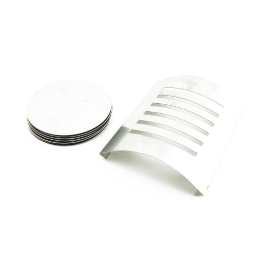 Navire Art Design Stainless Steel Coaster Set of 6 with Stand