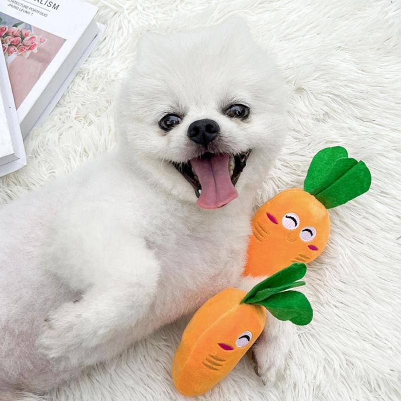 Squeaky Chicken Leg/ Carrot Shape Dog Chew Toy Soft Cleaning Massage Supplies Pet Cloth Stuffed Shape Molar Pet Toy