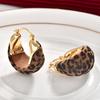 2026 Autumn Winter Maillard Leopard Print Flocking Hoop Earrings - Vintage Velvet Burgundy Ear Buckles for Women Niche Design Jewelry