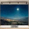 1pc Bethlehem Night Sky Background - Starry Christmas Tapestry Deep Blue Night Sky, Bethlehem City Landscape and Hanging Stars