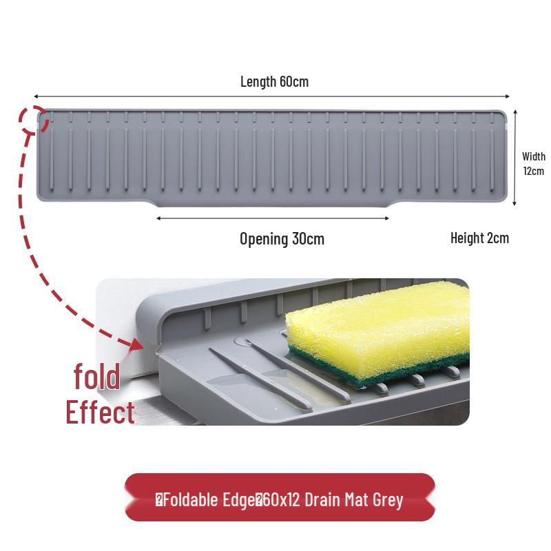 Silicone Faucet Splash Guard Pad - Folding Edge Sink Mat & Water Stopper.