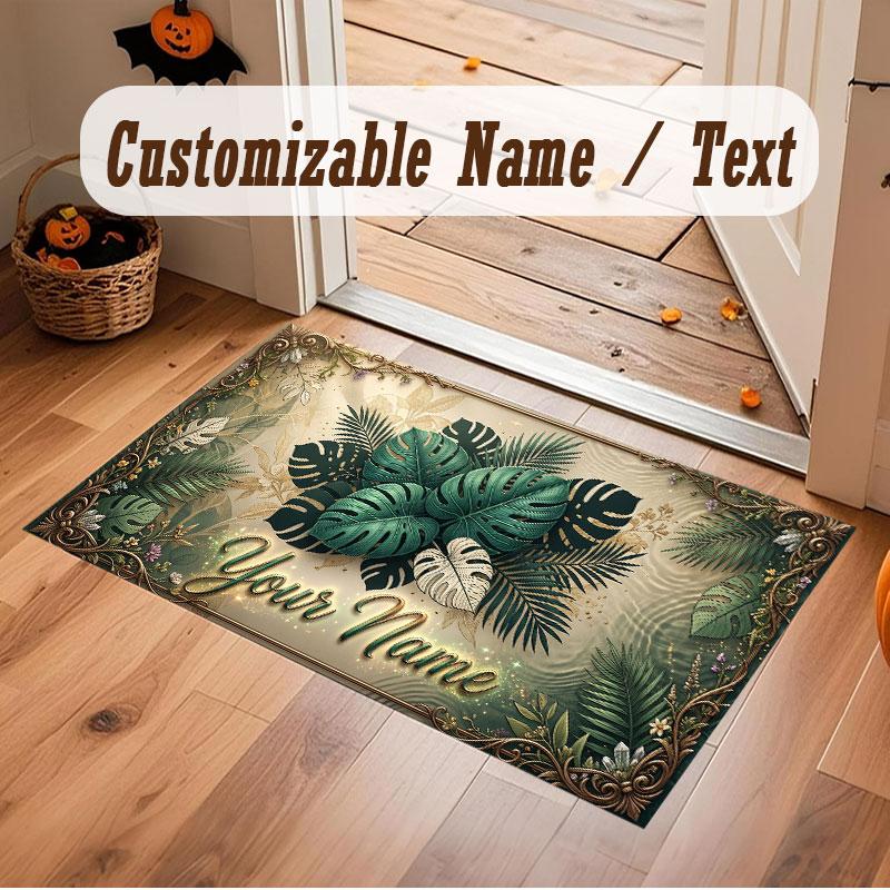 Decorative Artwork Theme Crystal Velvet Floor Rug Personalized Custom Name Text Warm Carpet Home Decoration