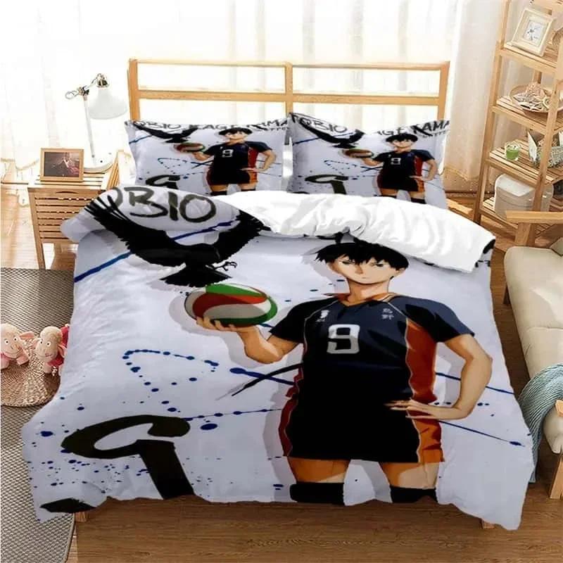 3d Print Volleyball Anime Haikyu Bedding Set Printed With Pillowcase Bed Duvet Cover Soft Single Double Queen Super King Size