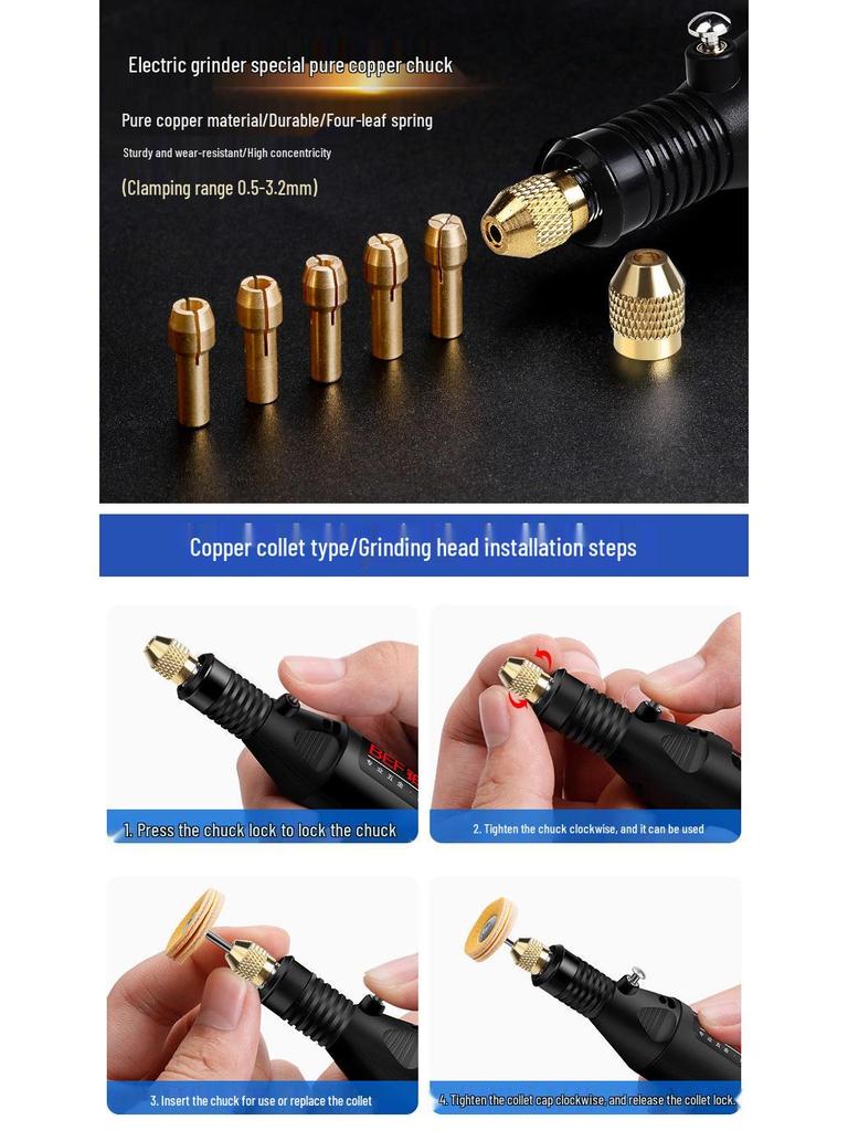 Compact Multi-Function Electric Grinder for Jade Carving and Handheld Polishing