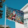 2D Flat, [] 1pc Multi-size Optional, Christmas 2D Flat Print Square Flag - Santa Claus, Reindeer, Snow Forest Design with "Merry Christmas, Happy New 