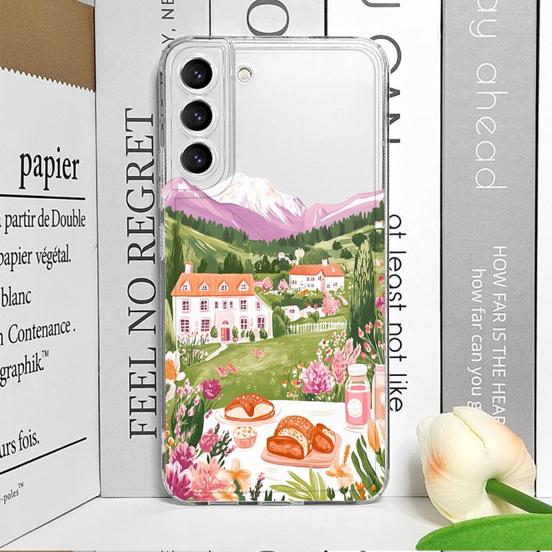 Pink House Holiday Home Grange Scenery Phone Case for Vivo 50 Lite V30 V27 V25 V23 Pro Y36 Y29 Y76 Y75 Y100 Y04 4G 5G Soft Cover