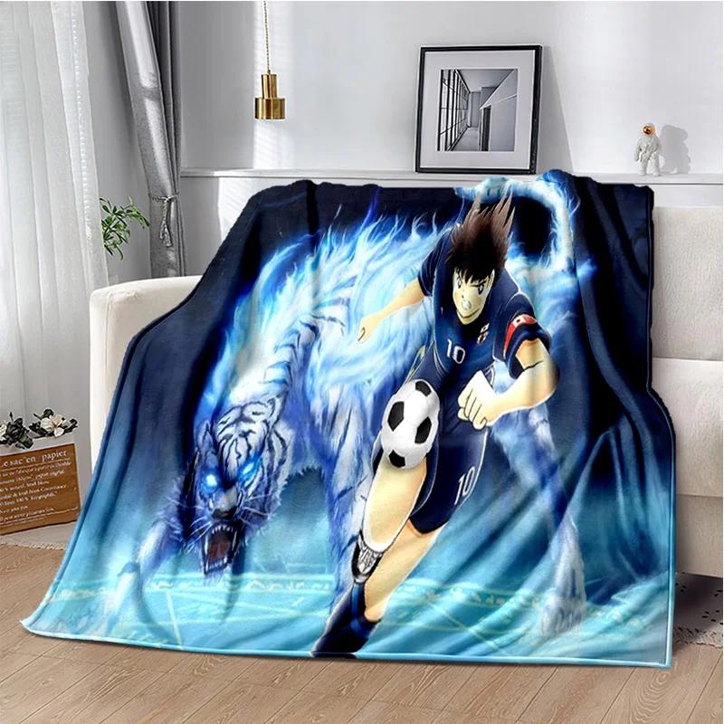 Anime Captain Tsubasa Soccer Cartoon Blanket,Soft Throw Blanket for Home Bedroom Bed Sofa Picnic Travel Office Cover Blanket Kid