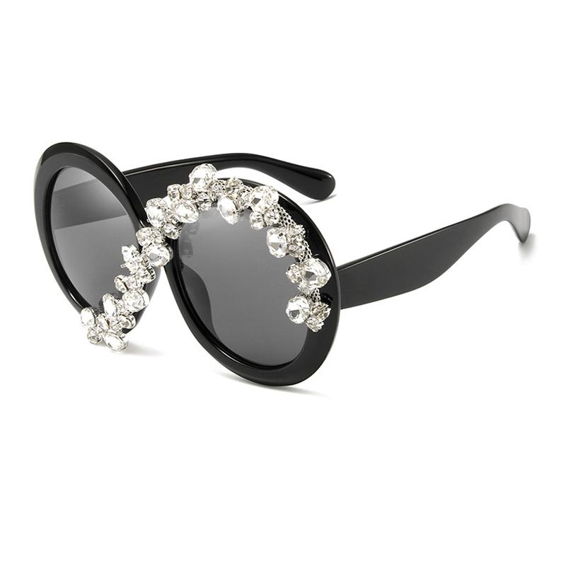 New Oversized Round Sunglasses Women Diamond Rhinestone Sunglasses Men Luxury Brand Designer Glasses Eyeglasses Eyewear Vintage