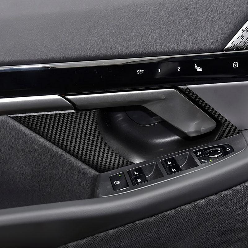 Car-styling Inner Soft Carbon Fiber Accessories 6pcs For BMW 5 Series I5 G60 2024 2025 Door Handle Pull Cover Trim