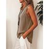 Damen Boho Locker Übergröße Diagonal Knopf Ärmellos Hemd Tanktop