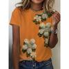 Colorful Flower Print T-shirt Casual Daily Flower Print