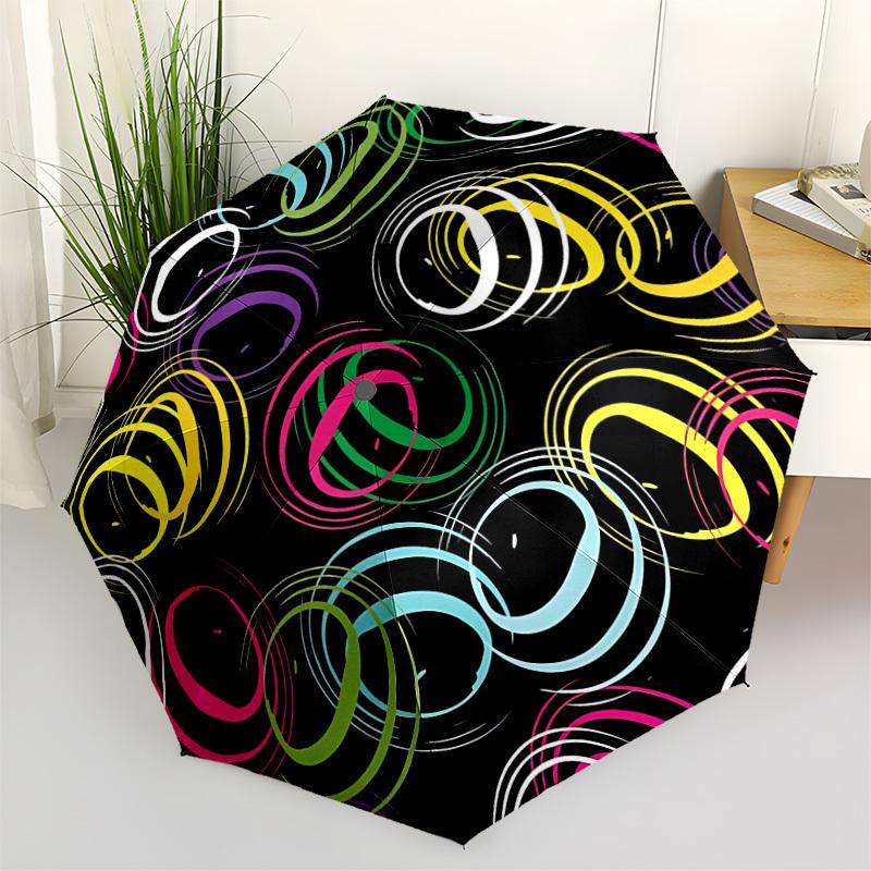 1pc Colorful Circles Automatic Folding Umbrella - 8-Rib Automatic Open/Close, Large Canopy Birthday Festival Gift yy251217155
