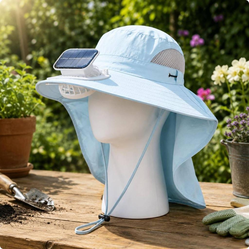 Solar Fan Hat Three Speeds ReEnergizable Cooling USB Charging Dark Gray