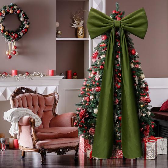 71 Inches Christmas Extra Large Velvet Bow Giant Xmas Tree Toppers Bows for Home
