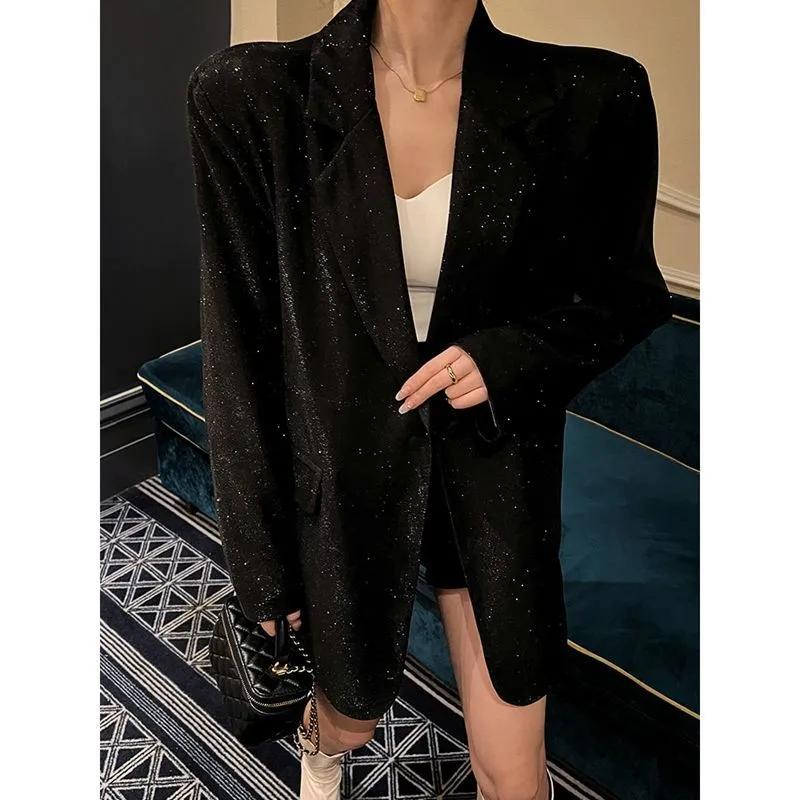 

Women Spring Autumn Sequin Blazer Causal Elegant Suit Jacket Female Party Club Coat 2XL