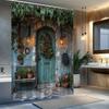 Vintage Cottagecore Door Shower Curtain Waterproof Rustic Farmhouse Bathroom Tapestry Decor Art Print 180x180cm