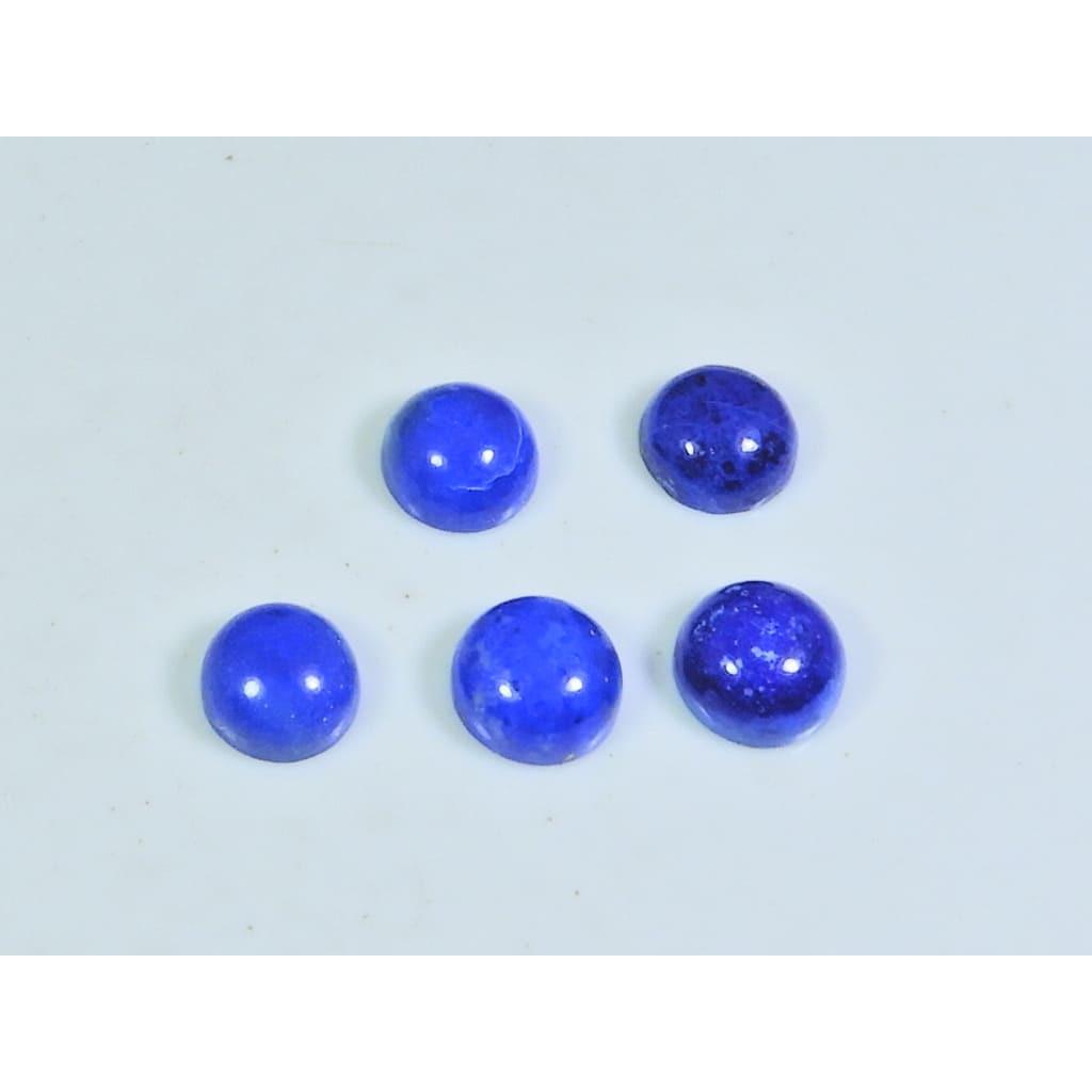 

7MM Natural Lapis Lazuli Round Cabochon Loose Gemstone 5 Pcs Lot 11Cts. A-481