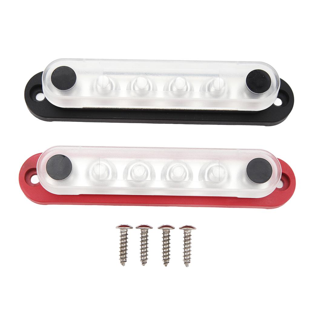 2Pcs Battery Bus Bar 6 X 5 16in M8 150A 6 Channel Power Distribution Block with Cover for Vehicle Solar Systems 12V‑48V