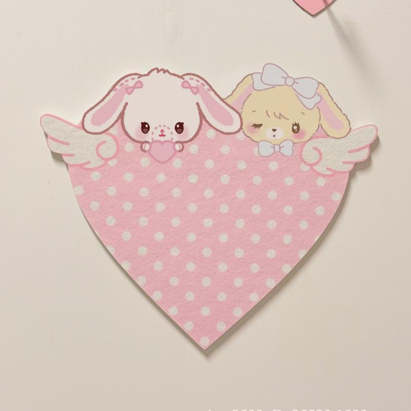 

Милый мультяшный кролик, фетровое украшение, настенная доска из пробки, доска для фото и сообщений, настенная, без пробивания, не повреждает стену, украшение комнаты розовый