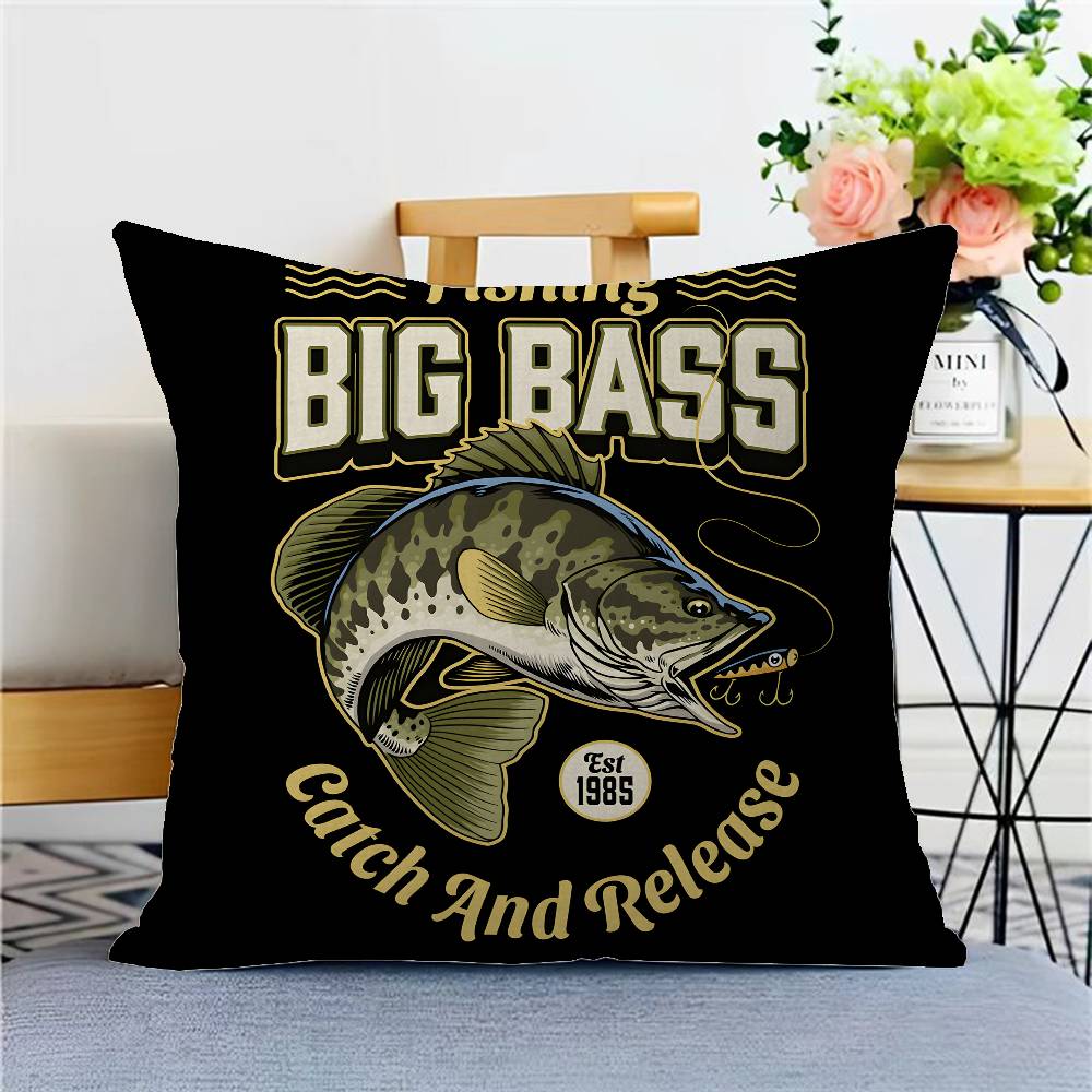 

Рыбалка Бас Подушка Наволочка Подушка Чехол Наволочка Гостиная Диван Домашний Декор На Заказ 12x12Inch