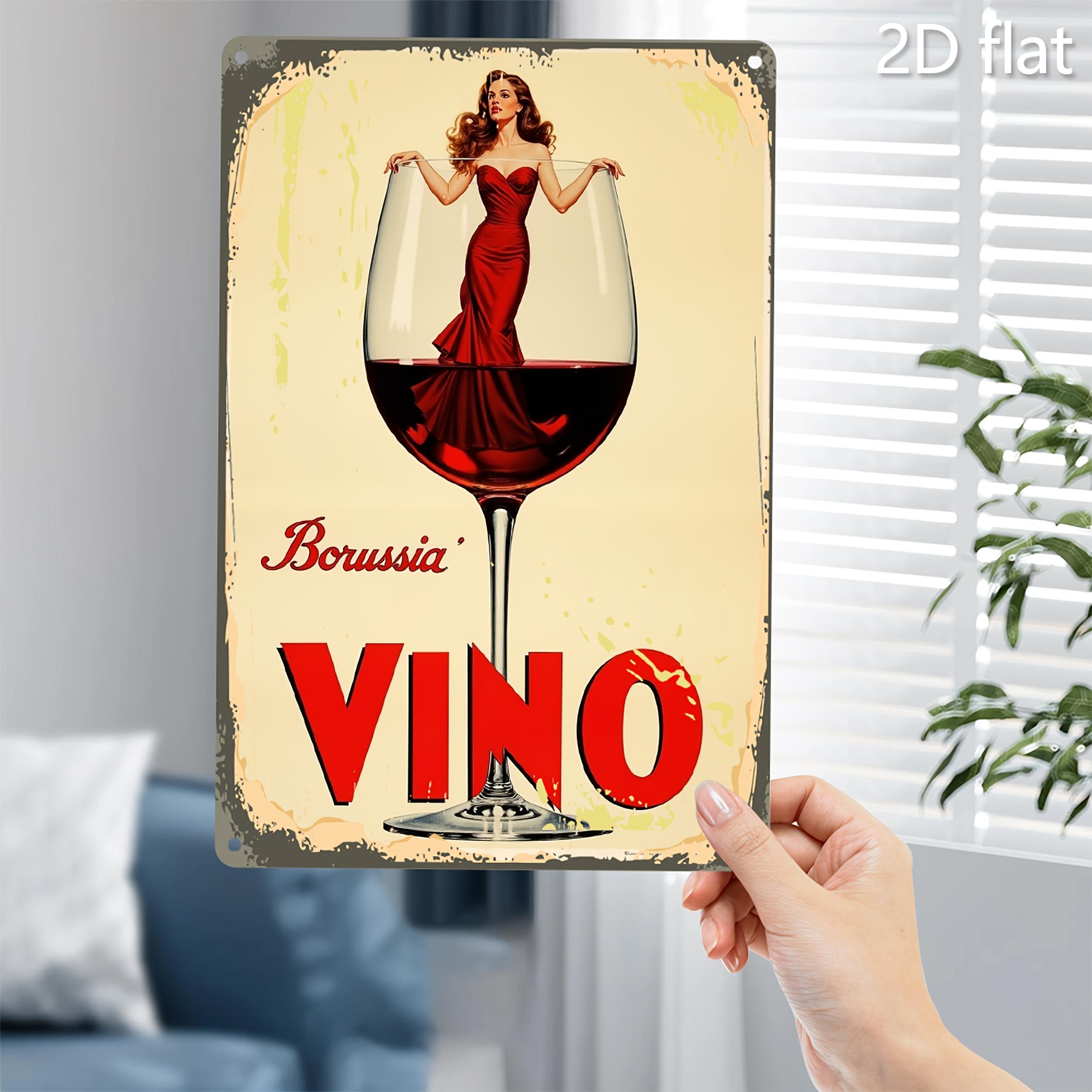 

Vintage Bordeaux Wine Lady Metal Tin Sign Rustic Red Wine Bottle Illustration IndoorOutdoor Wall Art Decor Holiday Gift 20x30cm（7.8x11.8inch）